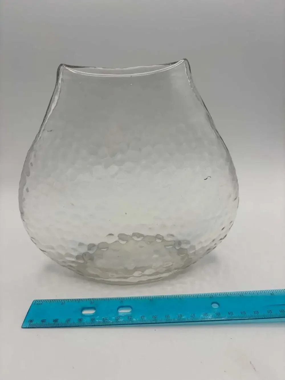 Vintage Clear Dimpled Honeycomb Art Glass Vase